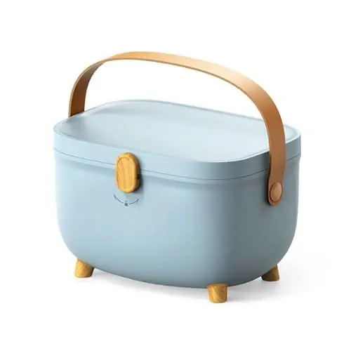 Produktbild: mumisuto Medikamenten Aufbewahrung, Oval Doppelschichtig Hausapotheke Kiste Plastik, Tragbare Medikamentenkoffer mit Griff, Groß Medikamentenbox Aufbewahrung, 28 x 20 x 18cm, Grün