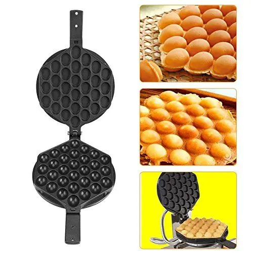 Produktbild: mumisuto Waffel Panini Maker, Küche Antihaft Egg Bubble Backform Platte Waffeleisen Pfannenwerkzeug für den gewerblichen Heimgebrauch (Edelstahl, Holz)