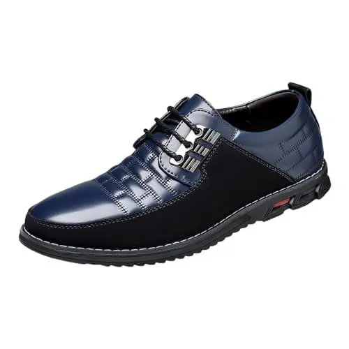 Produktbild: Mumuj Arbeitsschuhe Herren S1 Schuhe Herren Herrenschuhe aus lackiertem im britischen Spleißen, Business-Casual-Stil, Herren-Lederschuhe Arbeitsschuhe Herren S1 Schuhe Herren (Blue, A)
