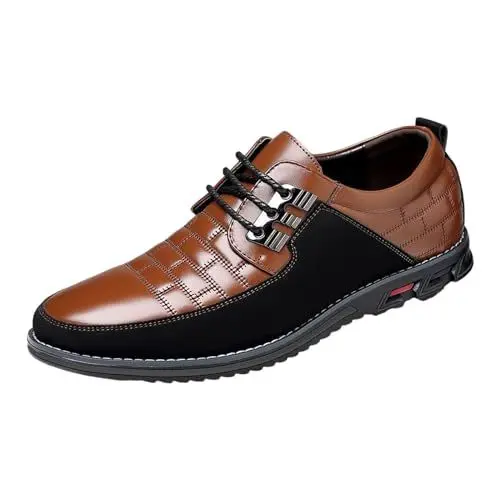 Produktbild: Mumuj Arbeitsschuhe Herren S1 Schuhe Herren Herrenschuhe aus lackiertem im britischen Spleißen, Business-Casual-Stil, Herren-Lederschuhe Arbeitsschuhe Herren S1 Schuhe Herren (Brown, A)