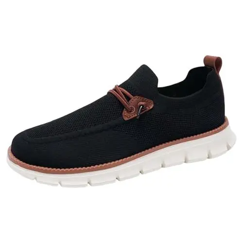 Produktbild: Mumuj Erwachsene Rote Trachtenschuhe Men White Schuhe Modische Herren-Sportschuhe für Frühjahr und, Flache Unterseite, leichtes, atmungsaktives Mesh, zum Mens Badminton Trachtenschuhe (Black, 39)
