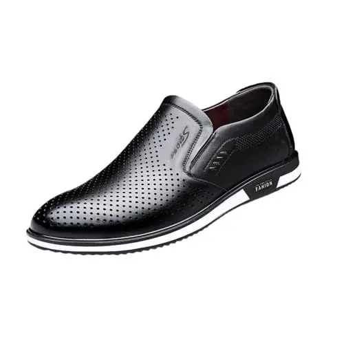 Produktbild: Mumuj Gummistiefel Herren Laufschuhe Herren Turnschuhe Klassische, lässige Mesh-Lederschuhe, formell, modern, geschäftlich, lässig, bequem, formelle Gummistiefel Herren Laufschuhe Herren (Black, 39)