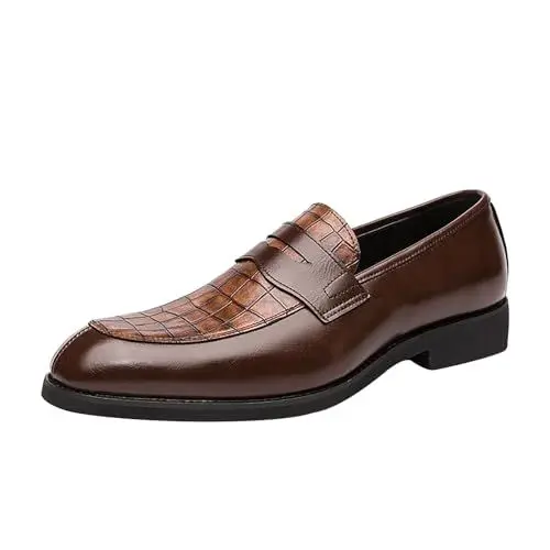 Produktbild: Mumuj Herren Casual Kellner Schuhe Herren Rote Braune Modische Herrenschuhe aus mit atmungsaktivem und bequemem Business-Schnürschuh Men's Casual Bequeme Lackschuhe Herrn Business (Yellow, 45)