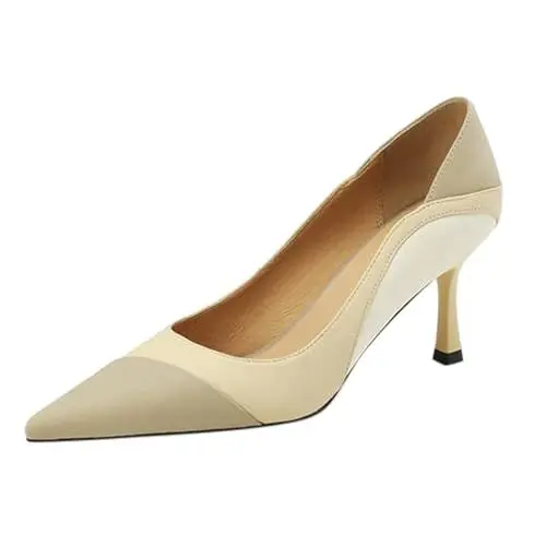 Produktbild: Mumuj Keilsandaletten Plateau High Heels Damen Damen Frühling und Elegante Flache Stiletto Spitze Katze Ferse modische High Heels Schuhe Damen Mit Absatz Schuhe Damen High Heels (Yellow, 36)