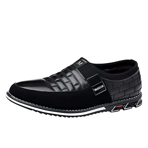 Produktbild: Mumuj Kswiss Herren Sneaker Addilleten Herren Atmungsaktive, Bequeme Business-Slip-On-Arbeits- und Freizeitschuhe aus einfarbigem für Herren Kswiss Herren Sneaker Addilleten Herren (Black, 45)