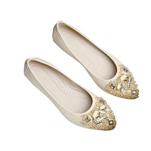 Produktbild: Mumuj Schuhe Damen Schwarz Tanzkleid Damen Damen-Schuhe mit diamantförmiger Spitze und weicher Sohle, modische, vielseitige Feen-Strass-Einzelschuhe Sandalen High Heels Sandalen Damen (Gold, 37)