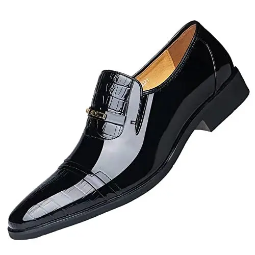 Produktbild: Mumuj Schuhe Herren Tennisschuhe Herren Sandplatz Herren-Lederschuhe aus lackiertem, Britisches Spleißen, Business-Casual-Lederschuhe für Herren Schuhe Herren Tennisschuhe Herren (Black, 47)