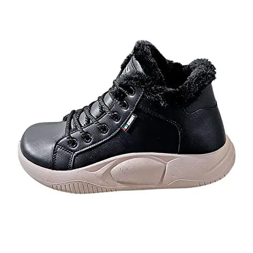 Produktbild: Mumuj Schuhe Weite K Damen Extra Breite Schuhe Damen 2022 Damen Winter New Korean Lace Up High Top Warme Sportschuhe Damen-Walkingschuhe Gesundheitsschuhe Damen Mit (Black, 40)