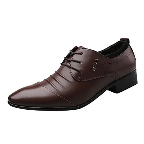 Produktbild: Mumuj Segelschuhe Sicherheitsschuhe Damen Orthopädische Mode und Männer Lederschuhe Low Heel Spitzschuh Spitze Einfarbig Business Segelschuhe Sicherheitsschuhe Damen Orthopädische (Brown, 40)