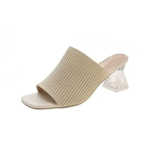 Produktbild: Mumuj Slipper Damen Zehentrenner Herren Damen-Slipper mit quadratischer Zehenpartie, Fliegengewebe, Dicker Absatz, mittlerer Absatz, atmungsaktiv, Gesundheitsschuhe Damen Mit Fußbett (White, 42)