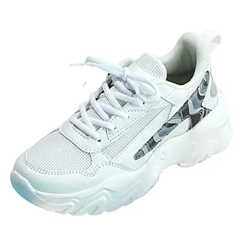 Produktbild: Mumuj Sneaker Weiß Damen Orthopädische Schuhe Damen Damenschuhe Plateau-Sneaker Leichte Mode-Sneaker Bequeme weiche Outdoor-Sneaker Shoes for Women Slipper Damen (White, 40)