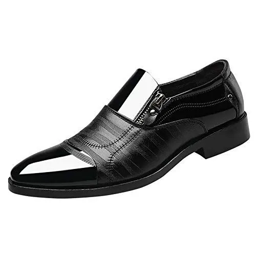 Produktbild: Mumuj Trachtenschuhe Herren Stahlkappenschuhe Herren Geschäft Kleidung Schuhe Spitze Kopf Männer Schuhe EIN tretet lässige Faule Seite Reißverschluss Trachtenschuhe Herren (Black, 41)