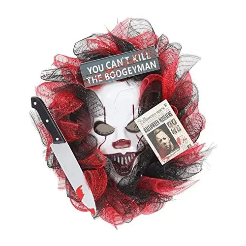 Produktbild: Mumusuki Halloween-Türkranz für Haustür, Wiederverwendbar, Halloween-Maske, Tür-Hängedekoration, Roman, 49 cm Durchmesser, Terror-Grimace-Dekoration für Heimfeste