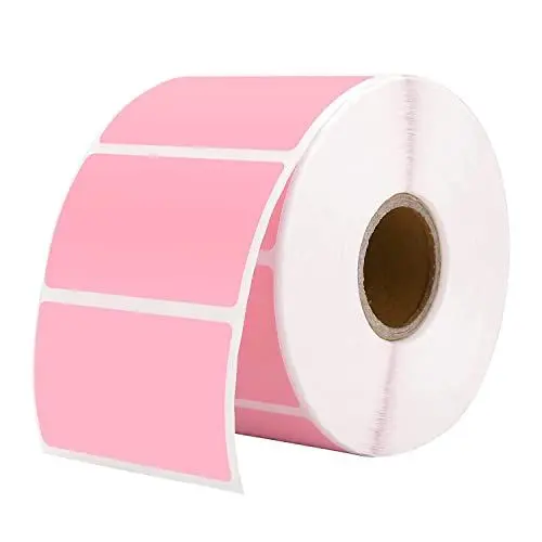 Produktbild: MUNBYN 57x32mm Thermodirekt-Etiketten, Selbstklebend Adressaufkleber, BPA&BPS Freies Quadratisches Etiketten für Thermo-Etikettendrucker-1 Rolle,1000 Etiketten Rosa