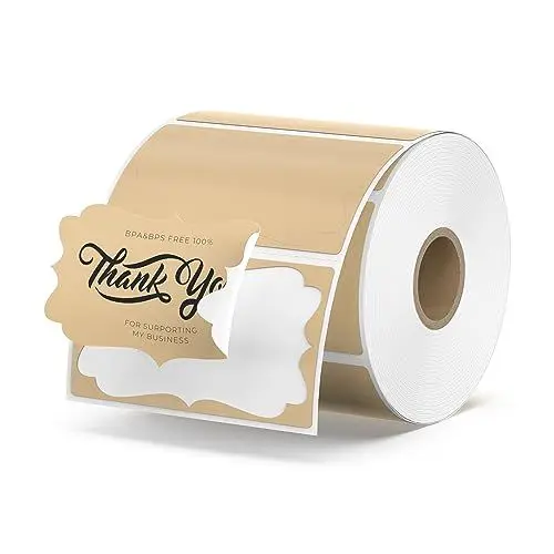 Produktbild: MUNBYN 64x38mm Thermodirekt-Etiketten Selbstklebend Adressaufkleber BPA&BPS Freies Quadratisches Etiketten für Thermo-Etikettendrucker 500 Etiketten Kraftpapierfarbe