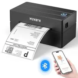 Produktbild: MUNBYN DHL Etikettendrucker Bluetooth, Label Printer 4x6 Versandetiketten Drucker, Thermodrucker Labeldrucker für Shopify, Ebay, Etsy, DHL, DPD, GLS, UPS, mit 25 Etiketten, Ohne Tinte, 130B Schwarz