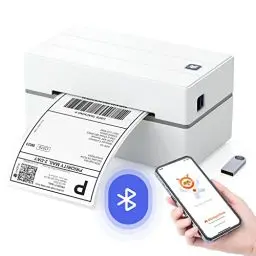 Produktbild: MUNBYN DHL Etikettendrucker Bluetooth, Labeldrucker DHL Versandetiketten Drucker Bluetooth Thermal Printer für Shopify Zalando Ebay Amazon UPS ITPP130B Weiß