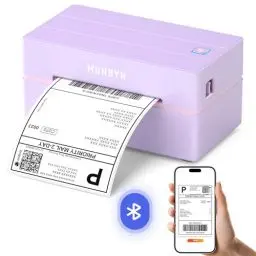 Produktbild: MUNBYN DHL Etikettendrucker Bluetooth, Labeldrucker DHL Versandetiketten Drucker Bluetooth Thermal Printer für Shopify Zalando Ebay Amazon UPS ITPP130B Lila
