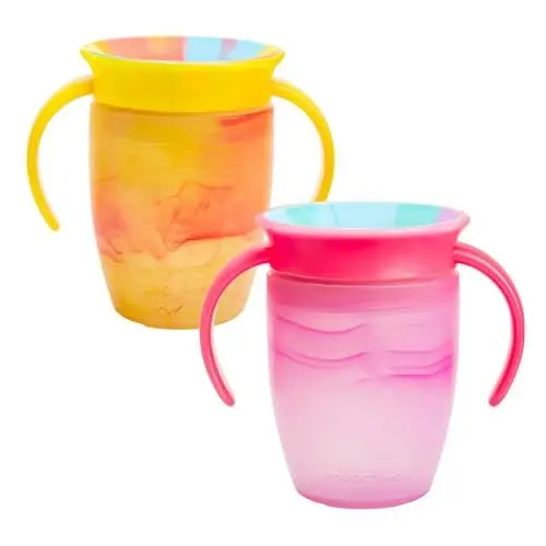 Produktbild: Munchkin Miracle 360 Baby-Trinkbecher| Freifließender Trinklernbecher für Kleinkinder | Trainer-Becher | BPA-frei | Auslaufsicher | Trinkflasche mit Griffen | 12m+ | 296 ml | 2er-Pack | Gelb/Rosa