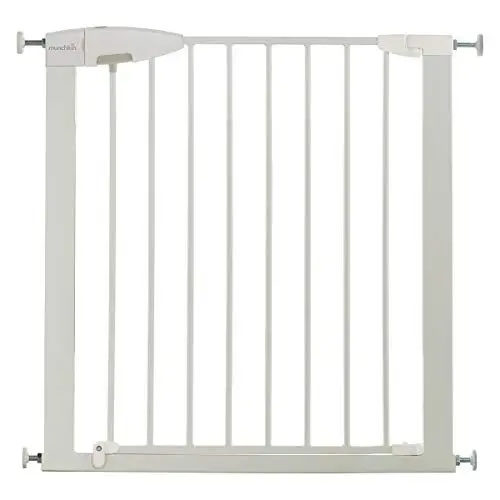 Produktbild: Munchkin Easy Lock Tür-/ Treppenschutzgitter mit Druckbefestigung, 73 - 79 cm, erweiterbar auf 114 cm mit Verlängerung, Metall, weiß, 1 Stück