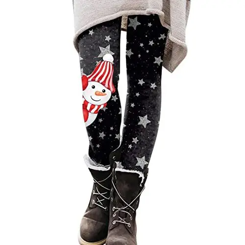 Produktbild: Mund Nasen Schutz Christmas Santa Print Inside Leggings Stiefel Hosen Sexy Enge Leggings (White, XL)