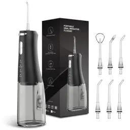 Produktbild: Munddusche Kabellos,Fulkeley Tragbar Elektrische Zahnreiniger, Munddusche Testsieger für 4 Modi & 6 Düsen, 300ML Wassertank Mund Reiniger für Mundpflege & Reinigung Reisen nach Hause