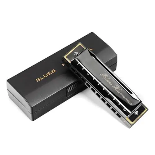 Produktbild: Mundharmonika Mundharmonika 10 Löcher C Blues-Mundharmonika Anfänger-Mundharmonika die Blues-Mundharmonika spielt(Black)