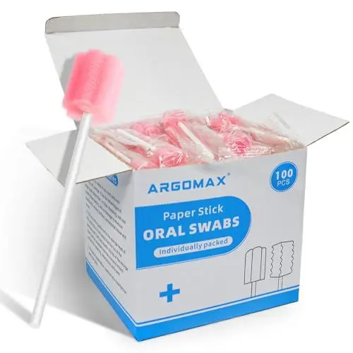 Produktbild: Mundschwämme Steriler Dental Tupfer, 100 PCS Mundpflege Schwamm Tupfer, Reinigung Mund Tupfer, Mundhygieneschwamm, Mundpflegetupfer Wattestäbchen, Mundpflegestäbchen Schaumstoff für Mundhygiene, Rosa