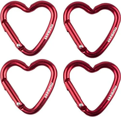Produktbild: munkees, 4 x Mini Herzkarabiner, Schlüsselanhänger, Rot, 32209
