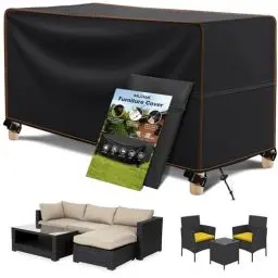 Produktbild: MUPAS Abdeckung für Gartenmöbel Winterfest Wasserdicht 420D Oxford Gewebe Eingebauter Wasserdichter Streifen Abdeckplane Gartenmöbel für Rattan Gartenmöbel Set, Stühle und Möbelsets 200 x160 x70cm