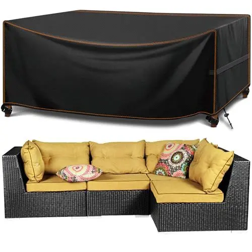 Produktbild: MUPAS Gartenmöbel Abdeckung Wasserdicht Winddicht Schwerlast 420D Oxford Gewebe Verbessertes Abdeckplane Gartenmöbel für Outdoor-Sofa Gartentische, Stühle und Möbelsets 242 x162 x100cm
