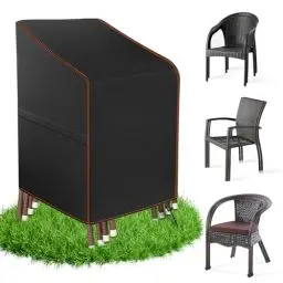 Produktbild: MUPAS Gartenstühl Abdeckung Oxford-Stoff, Abdeckung Gartenstühle Wasserdicht Winterfest Schutzhülle für Stapelstühle Abdeckhaube Hochlehner Abdeckhaube Gartenmöbel 65x65x75/120cm