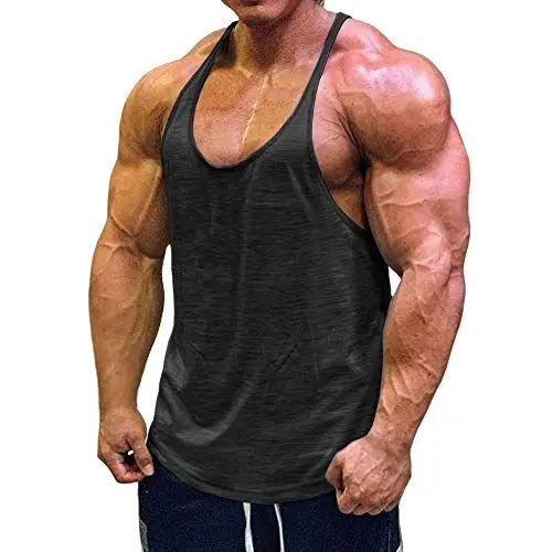 Produktbild: Muscle Cmdr Herren Workout Stringer Tanktops Y-Back Gym Fitness Trägershirt,Männer Muskelshirt Training Achselshirt Sport (Schwarz,Dünne Schulter,XL)