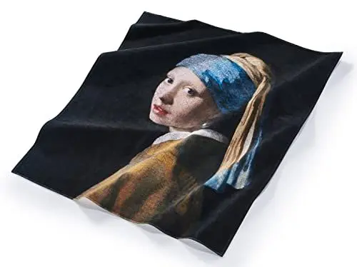 Produktbild: Musearta Unisex Strandhandtuch mit dem Motiv Girl with a Pearl Earring des Künstlers Johannes Vermeer aus Baumwolle in der Größe 144x180 cm, BT-JV-GE-V424283