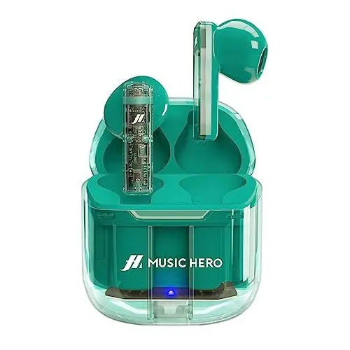 Produktbild: MUSIC HERO SBS TWS ICY Ohrhörer, transparentes kabelloses Headset mit Ladecase, 3 Stunden Musik- und Gesprächszeit, integriertes Mikrofon, inkl. USB-C-Ladekabel