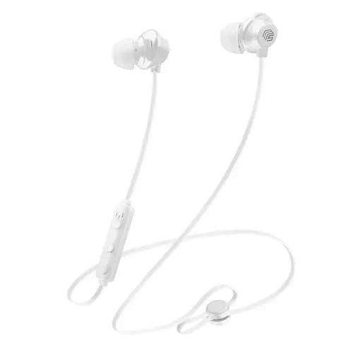 Produktbild: Music Sound | In-Ear-Kopfhörer Bluetooth Kabellose Loop Style | Bluetooth-Kopfhörer mit Mikrofon für Universelles Smartphone – Integrierte Fernbedienung – 6h Akku – Farbe Weiß