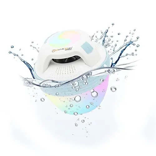 Produktbild: Musicman Pool-Lautsprecher BT-X60 - Tragbar, Kabellos und wasserdicht mit Bluetooth, 4 verschiedenfarbige LEDs, Freisprechfunktion, Betriebsdauer von bis zu 8 Stunden, IP67, Blau-Weiß