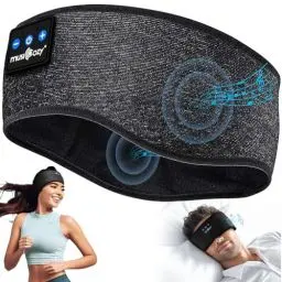 Produktbild: MUSICOZY Schlafkopfhörer Bluetooth 5.4, Schlaf Kopfhörer Stirnband Sport-Kopfhörer Headband Kopfhörer Schlafen Band mit Spielzeit 14+STD/HiFi Stereo Musik Schwarz