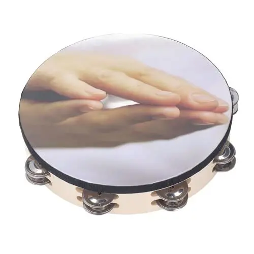 Produktbild: Musikalisches Tamburin, 10 Zoll, Einfach zu Spielendes PET-Musik-Percussion-Tamburin, Zweireihig, Wasserdichtes Gebetsmuster für Konzerte (Gebetsmuster)