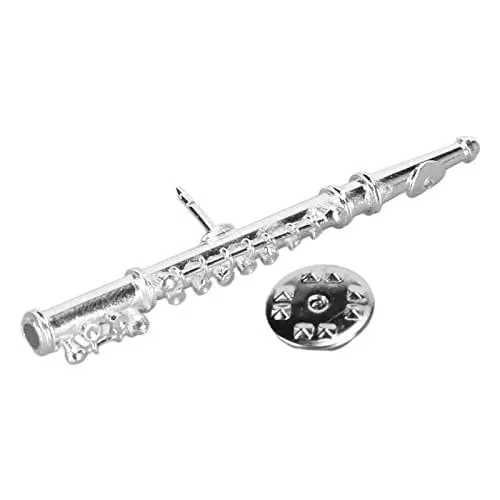 Produktbild: Musikinstrument Brosche, Flöte Brosche Pin, dekorative Brosche Pin, Silber Flöte Brosche Miniatur für Graduierung