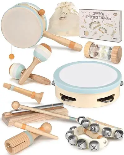 Produktbild: Musikinstrumente für Kinder Kinderspielzeug ab 2 Jahre Holzspielzeug Baby Schlagzeug Kinder Trommel Percussion Musikinstrumente Baby Montessori Spielzeug ab 3 Jahre