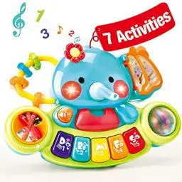 Produktbild: Hahaland Musikspielzeug Baby Spielzeug 6 Monate, Elefant Spielzeug ab 3 6 Monate Mädchen Motorikspielzeug, Musikinstrumente mit Licht & Klang Kinder Keyboard Babyspielzeug ab 1 Jahr Mädchen Jungen