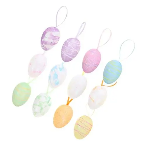 Produktbild: MUSISALY 12St Festival-Szene-Anhänger Ostereier-Ornamente Osterbaum hängen Osterfest-Ei Osterei-Baumschmuck Kinder Ostereier Easter Egg Decoration Baumschmuck im Freien Osterschmuck Schaum