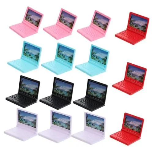 Produktbild: MUSISALY 15-teiliger Miniatur-spielzeugcomputer Aus Kunststoff Laptop Puppe Bürocomputer Glatt Für Fantasievolles Spielen Von Jungen Und Mädchen