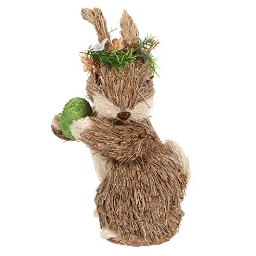 Produktbild: MUSISALY 1Stk Stehendes Kaninchen aus Stroh -Hasen-Spielzeug Hasendekoration aus Stroh Osterhasenfiguren Strohhase kuschelhase Cuddly Bunny Kaninchenverzierung Kaninchen-Dekor Gras