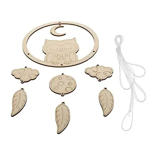 Produktbild: MUSISALY Unvollendete Dreamcatcher Hängen Eule Design Holz Windspiel Ornament