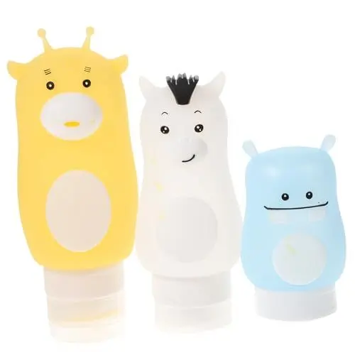 Produktbild: MUSISALY Leere Reiseflaschen 3er Set - 50ml 70ml 90ml Bär - Spenderflaschen Für Lotion Shampoo Duschgel
