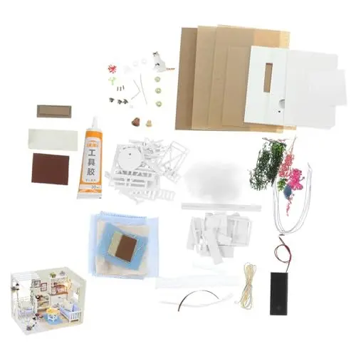 Produktbild: MUSISALY 1 Satz Kabinenspielzeug Simuliertes Hausspielzeug Gebäudemodell Selber Bauen DIY-hausspielzeug Miniatur-spielhaus-Spielzeug 3D-Puzzle-hausbausatz Kinder DIY Spielzeug Hölzern