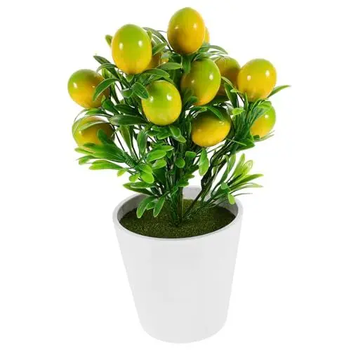 Produktbild: MUSISALY Künstliche Zitronenzweige Topf Simulation Bonsai- Robuste Gefälschte Grüne Pflanze Für Bürodekoration