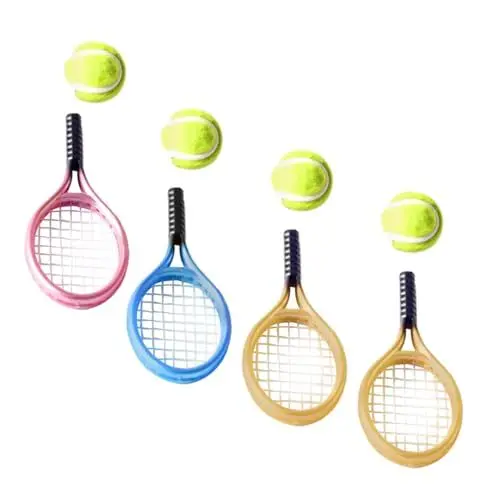 Produktbild: MUSISALY 1 Satz Puppenhauszubehör Mini-Tennis Mini-haustennis Mini- -DIY-versorgung Lustige Mini-hausdekoration Miniatur-Tennisball Und Schläger Tennisschläger-Spielzeug Plastik